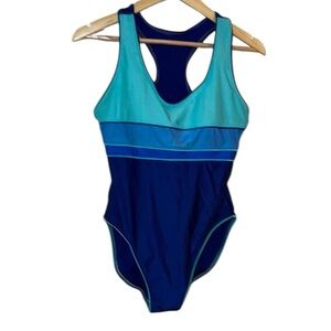 90s Beach Cabana Swimsuit, 1 piece Tank style, Large